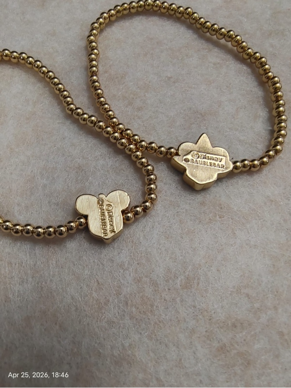 NWOT Baublebar Disney Bracelet Mickey And Minnie Mouse Beads Stretch Set Of 2 - Picture 4 of 5